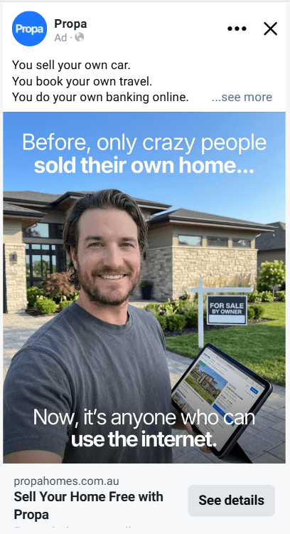 Ad: only crazy people sold their own home