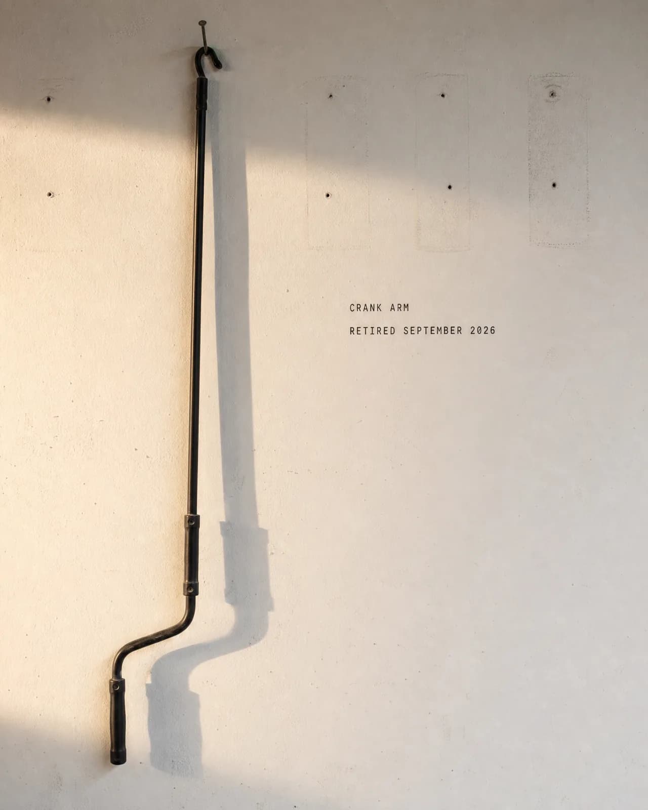 A crank handle hung on the wall, retired: a MIY Outdoor ad