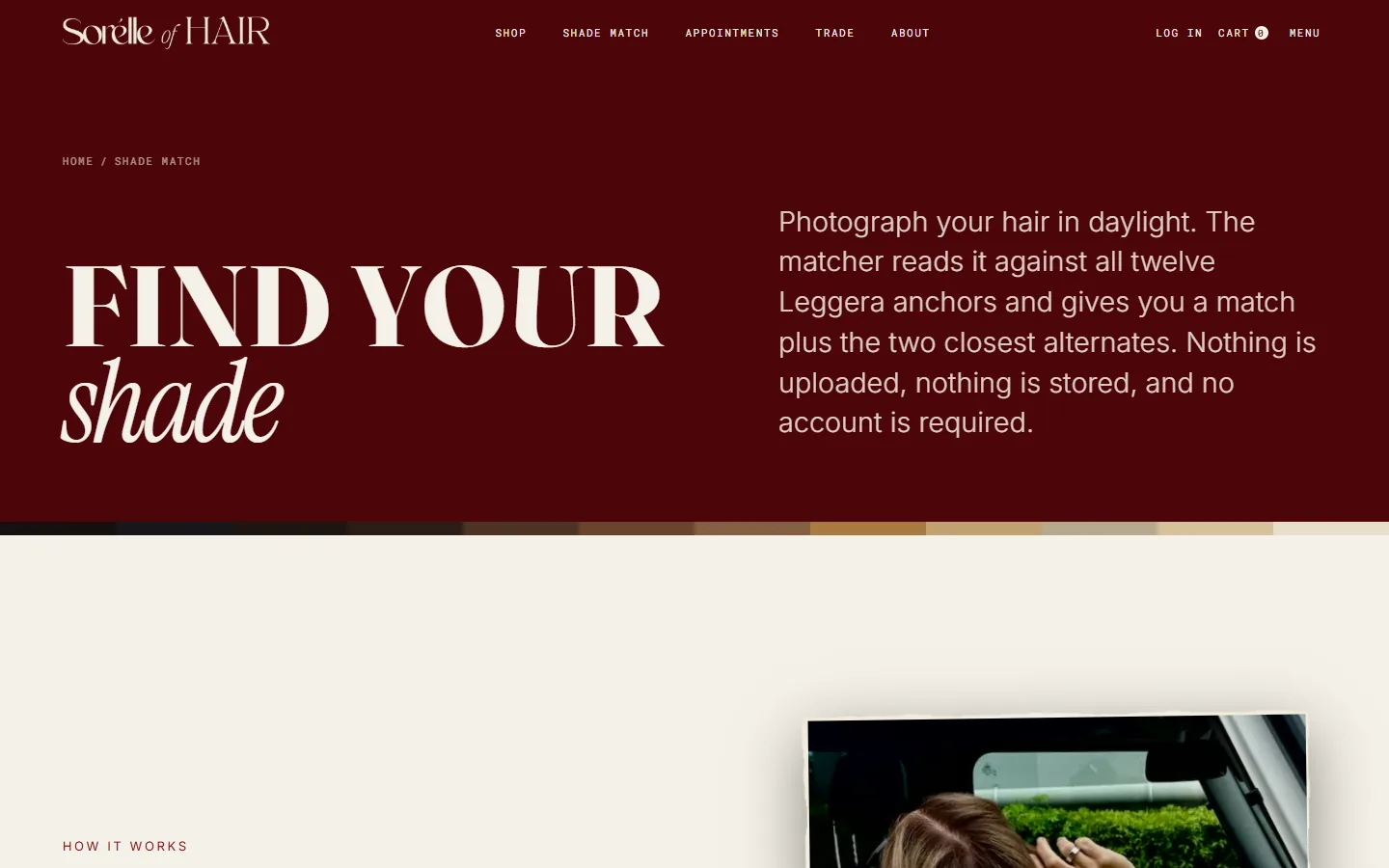 The Shade Match page: find your shade